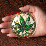 High Christmas - Personalized Weed Round Shaped Glass Ornament