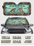 You And Me And The Sea - Personalized Turtle Car Sunshade