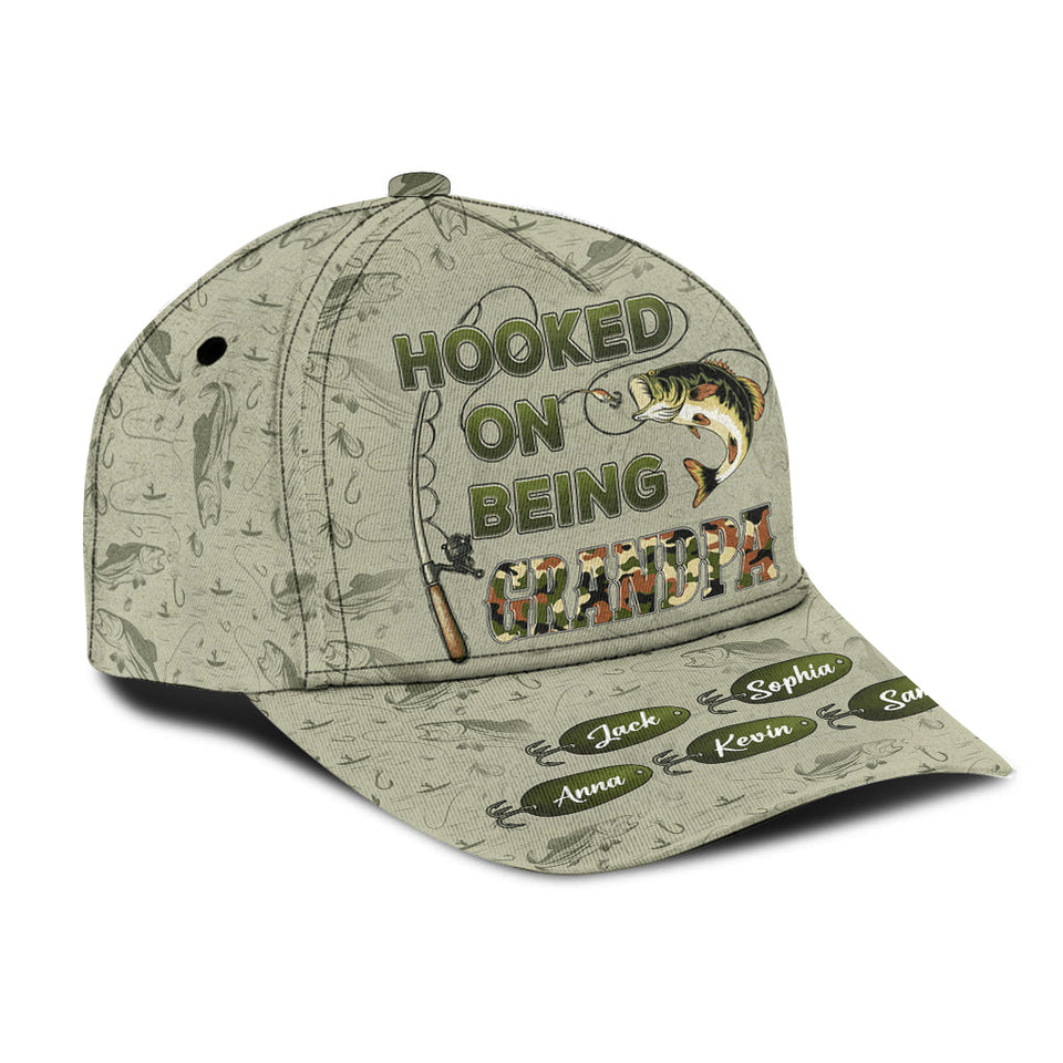 Hooked On Being Dad/ Grandpa... - Personalized Fishing Classic Cap