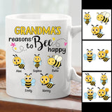 Grandma's Reasons To Bee Happy - Personalized Bee Mug