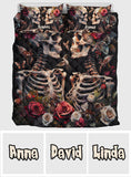 Skull Lovers Vintage Roses - Personalized Skull Quilt Set