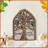 Grandkids Make Life More Grand Butterflies - Personalized Grandma 2 Layered Wood Sign / Wood Plaque