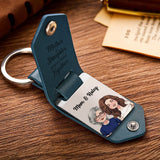 Mother And Daughter And Son Forever Linked Together - Personalized Mother Leather Photo Keychain
