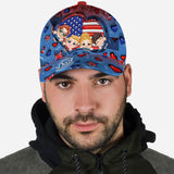 Best Dad Ever Red White Blue - Personalized Father Classic Cap