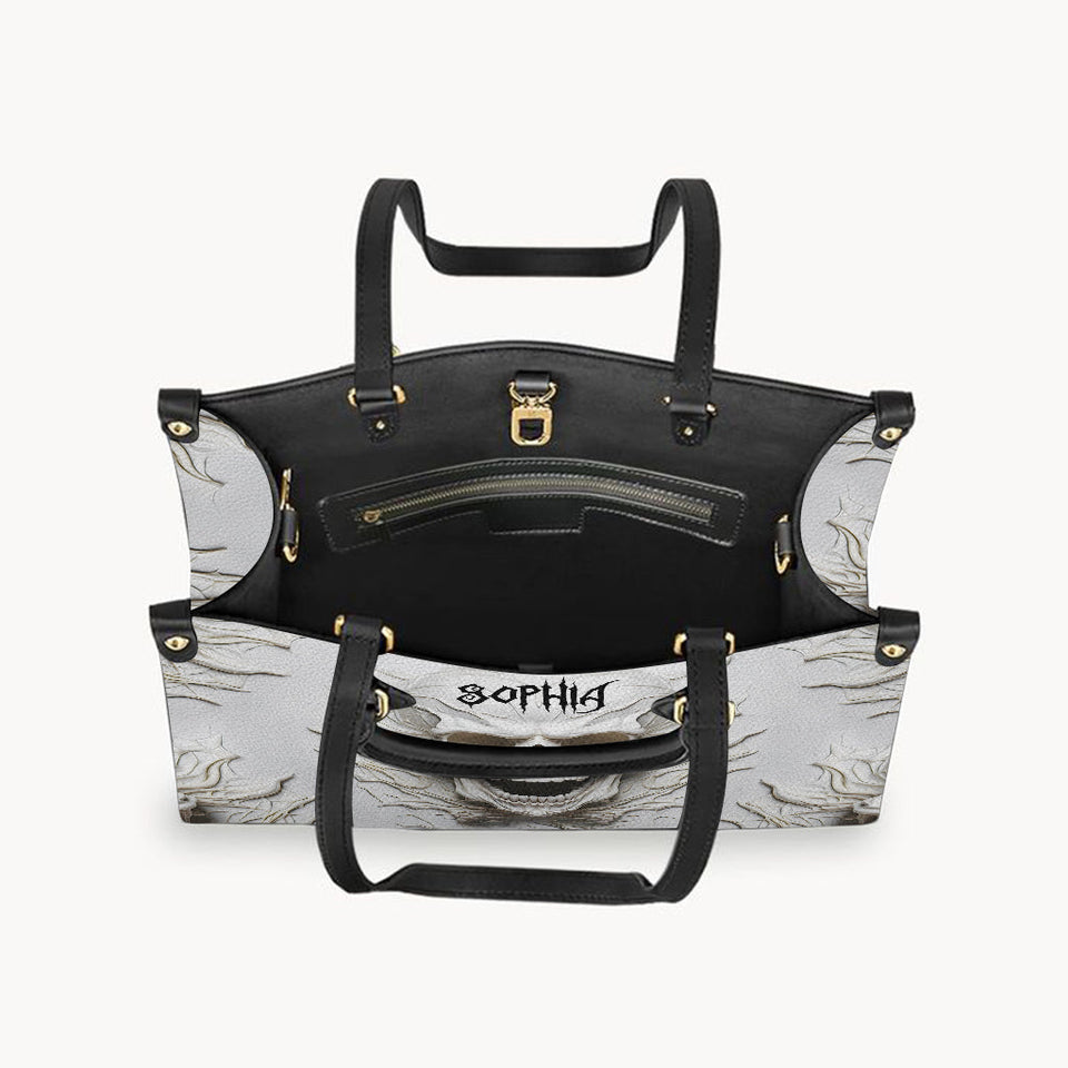Beautiful White Skeleton - Personalized Skull Leather Handbag