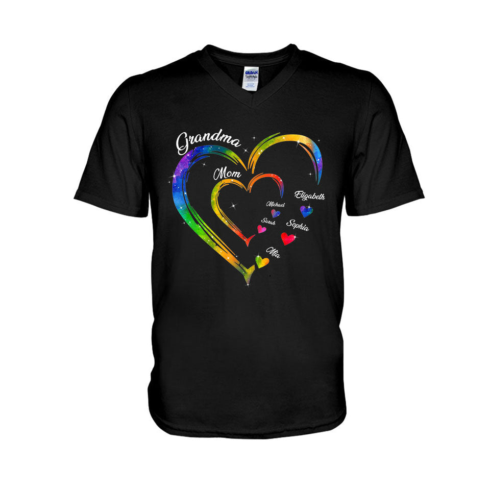Grandma Mom Hearts - Personalized Grandma T-shirt And Hoodie