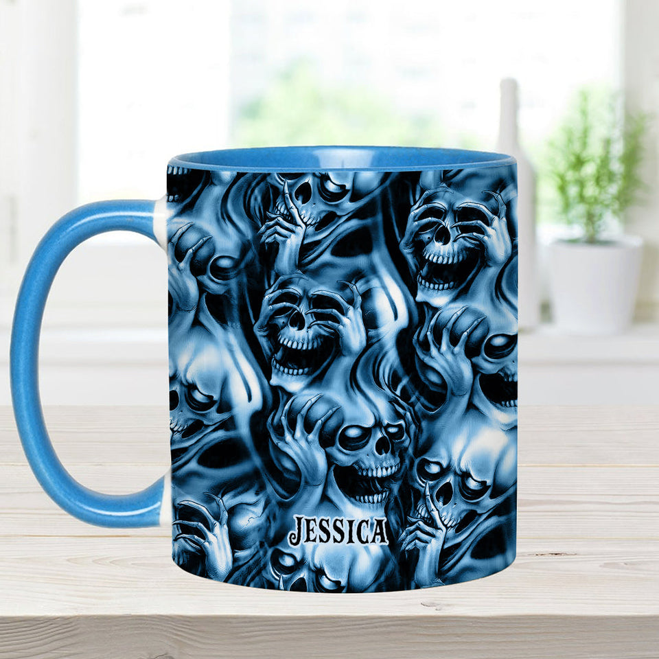 Hear No Evil Speak No Evil See No Evil - Personalized Skull Accent Mug