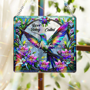 Love Being Called Grandma Hummingbird - Personalized Grandma Window Hanging Suncatcher Ornament