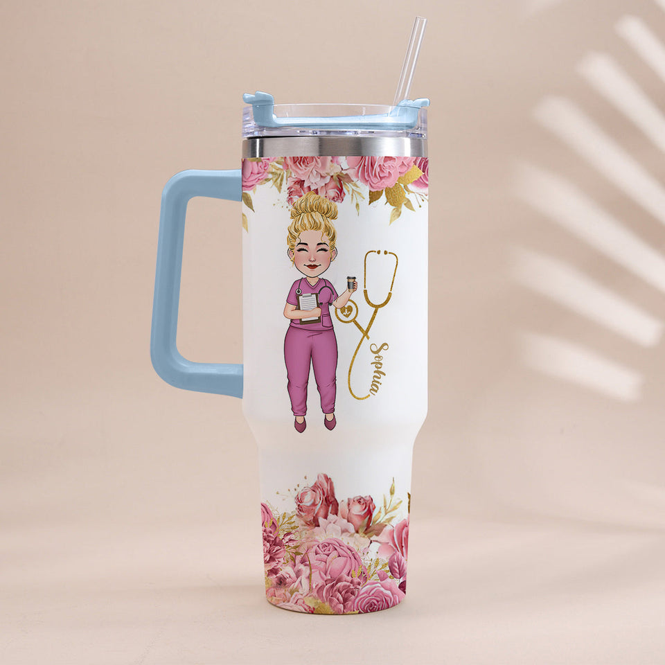 Nurse Nutrition Facts - Personalized Nurse Tumbler With Handle