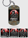 Grandpa's Wolf Pack Red Full Moon - Personalized Grandpa Stainless Steel Keychain