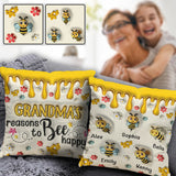 Grandma's Reasons To Bee Happy - Personalized Grandma Throw Pillow
