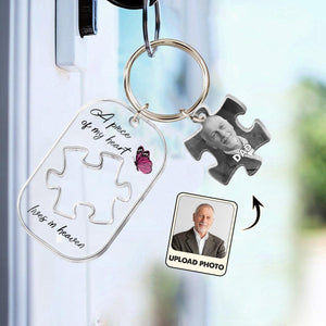 Un morceau de mon cœur vit au ciel - Porte-clés commémoratif personnalisé avec breloques