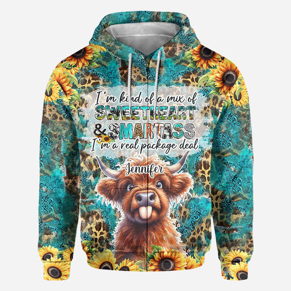 Sassy Highland Cow - Personalized All Over Shirt