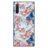Pink And Blue Butterflies - Personalized Butterfly Clear Phone Case
