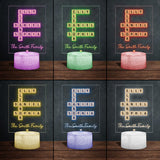 Family Crossword Art - Personalized Family Shaped Plaque Light Base