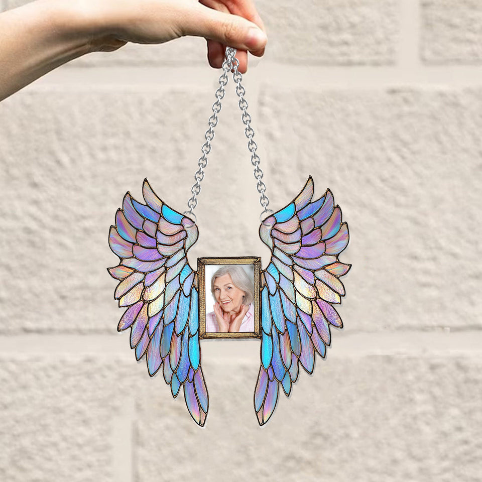 Ailes d'ange colorées - Ornement commémoratif personnalisé à suspendre à la fenêtre, attrape-soleil 