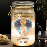 Magnifiques ailes d'ange - Lampe commémorative personnalisée en bocal Mason