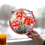 Stained Glass Birth Month Flowers - Personalized Birthday Window Hanging Suncatcher Ornament