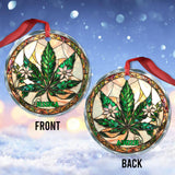 High Christmas - Personalized Weed Round Shaped Glass Ornament
