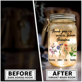 Thank You For Helping Us Bloom - Personalized Grandma Mason Jar Light