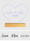 Any Name And Date - Personalized Couple Shaped Plaque Light Base