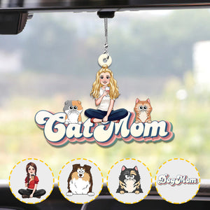 Cat Mom Dog Mom Cat Dad Dog Dad Pet Lover - Personalized Cat Car Ornament