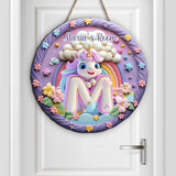 Cute Unicorn Letter - Personalized Kid Custom Shaped Wood Sign