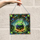 Witch's Cauldron - Personalized Witch Window Hanging Suncatcher Ornament