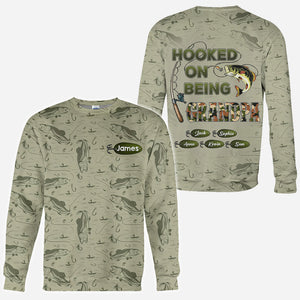 Hooked On Being Dad/ Grandpa... - Personalized Fishing All Over Shirt