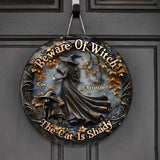 Halloween Is Better With A Cat - Personalized Black Cat Round Wood Sign