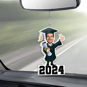Caricature humoristique de remise de diplôme - Ornement de voiture personnalisé en forme de dessin pour la remise de diplôme
