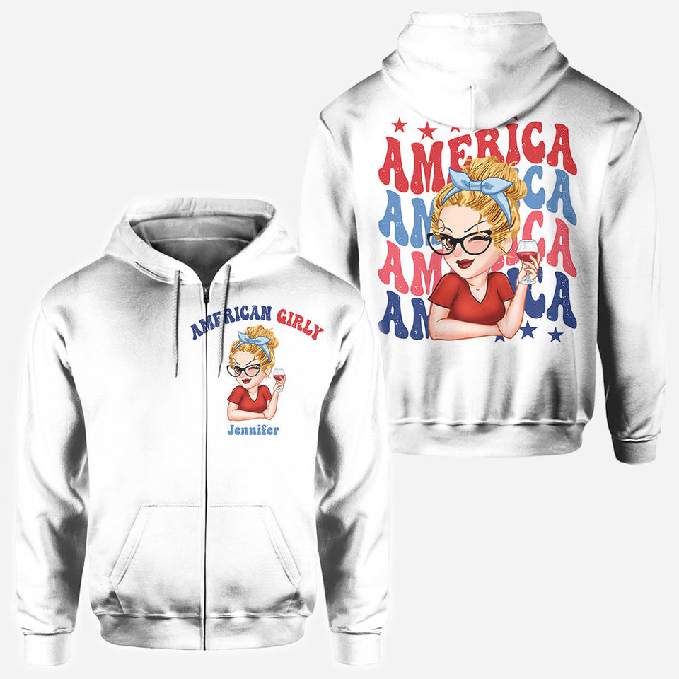American Girly - Personalized Independence Day/ 4th of July All Over Shirt