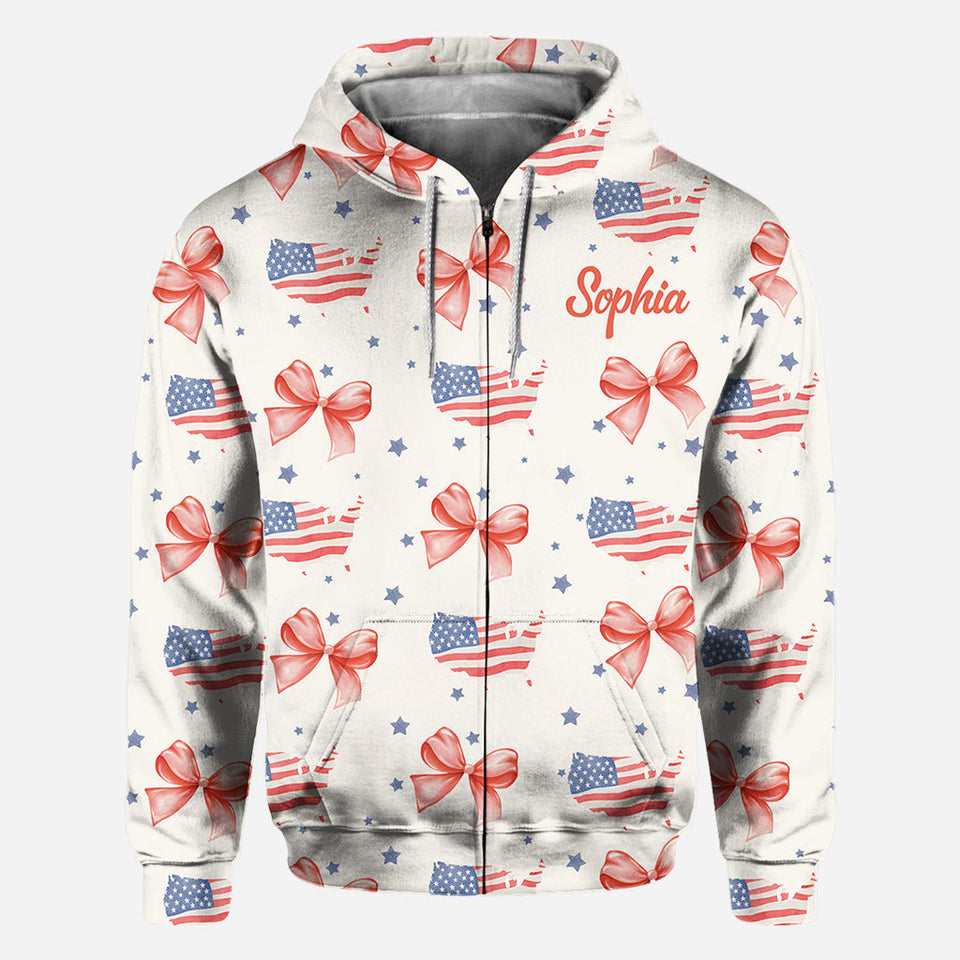 Coquette American Girl - Personalized Independence Day/ 4th of July All Over Shirt