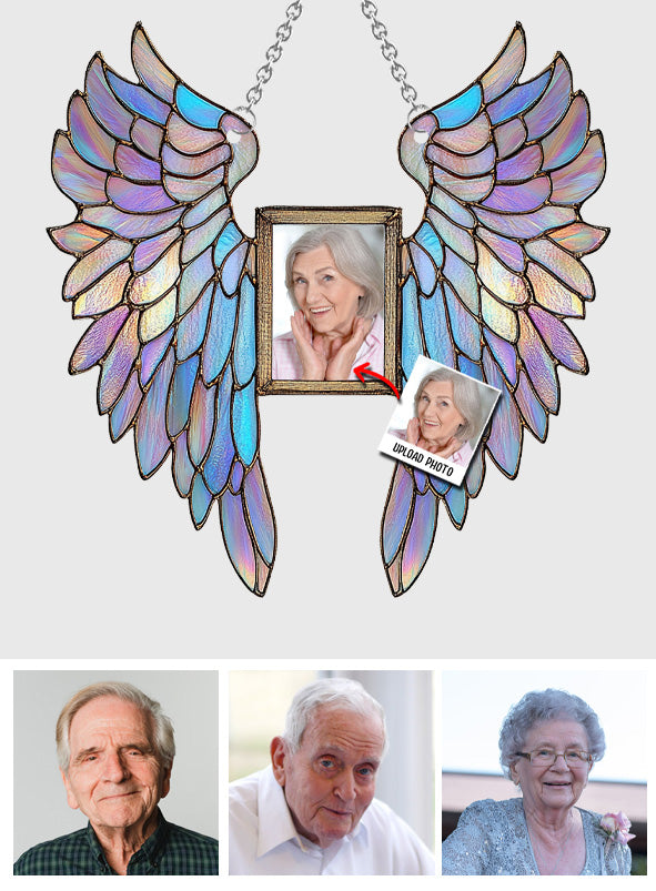 Ailes d'ange colorées - Ornement commémoratif personnalisé à suspendre à la fenêtre, attrape-soleil 