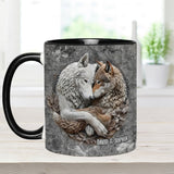 Wolf Couple - Personalized Wolf Accent Mug