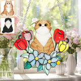 Cat Among Flowers - Personalized Cat Window Hanging Suncatcher Ornament