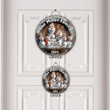 Snowman Family - Personalized Family Round Wood Sign