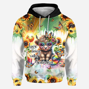 Love Being Called Grandma Highland Cow Summer Vibes - Personalized All Over Shirt