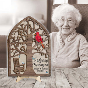 Fauteuil commémoratif Cardinal rouge - Plaque commémorative personnalisée en bois double couche