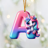 Cute Unicorn Letter - Personalized Kid Ornament