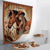 Horse Lovers - Personalized Horse Bathroom Curtain & Mats Set