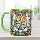 It's A Beautiful World Tree Of Life Peace Sign - Personalized Hippie Accent Mug