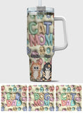 Pet Mom/ Pet Dad Inflated Paws & Flowers - Personalized Dog Tumbler With Handle