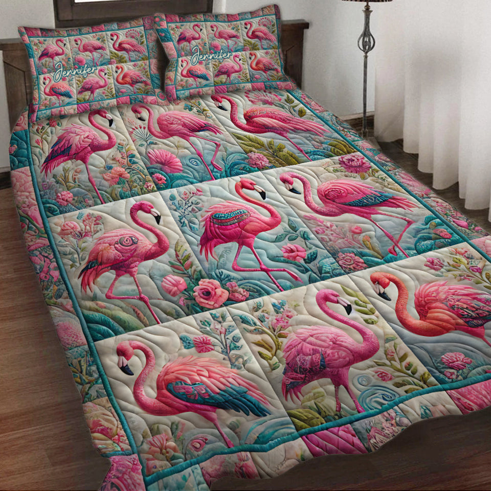 Vintage Flamingo - Personalized Flamingo Bedding Set