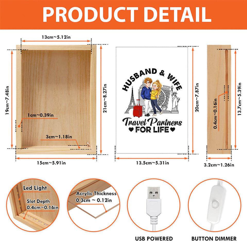 Travel Partner For Life - Personalized Couple Picture Frame Light Box