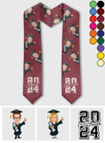 Caricature Funny Character - Personalized Graduation Graduation Stole