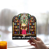 Just A Girl Who Loves Books - Personalized Book Window Hanging Suncatcher Ornament