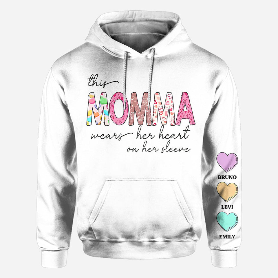 This Grandma Wears Her Heart On Her Sleeve - Personalized Grandma All Over Shirt
