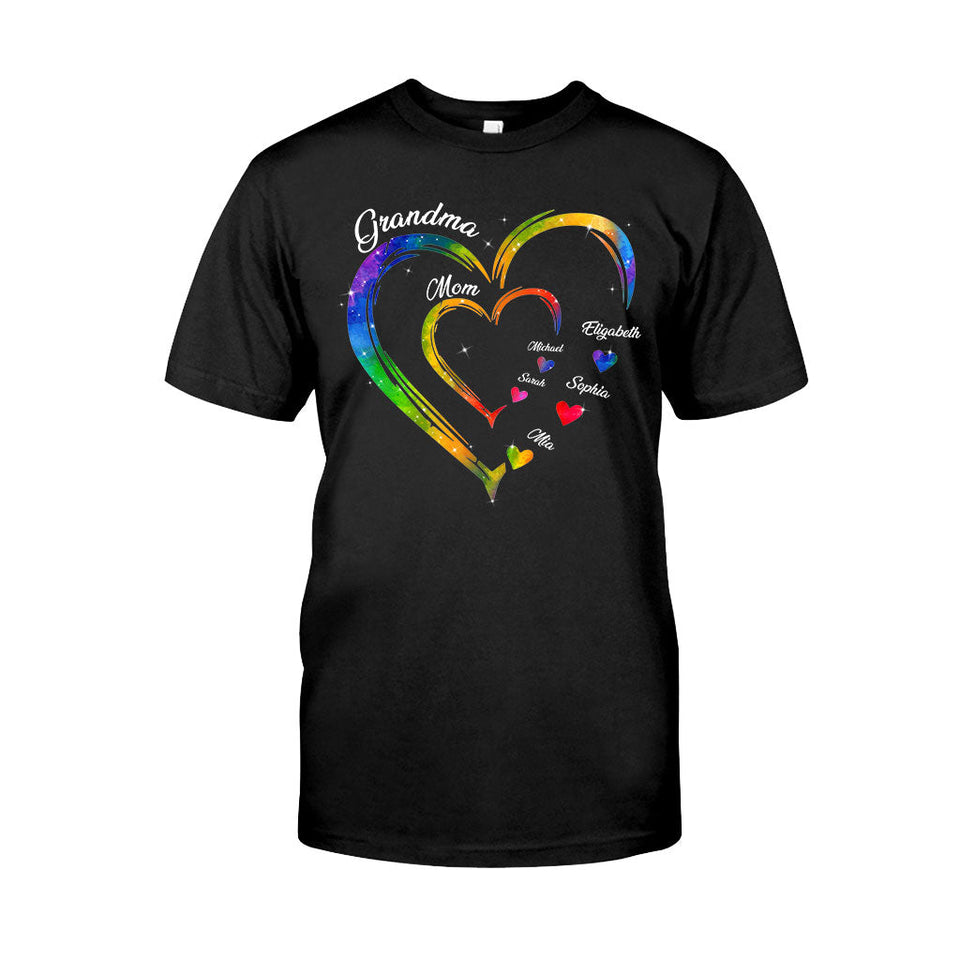 Grandma Mom Hearts - Personalized Grandma T-shirt And Hoodie