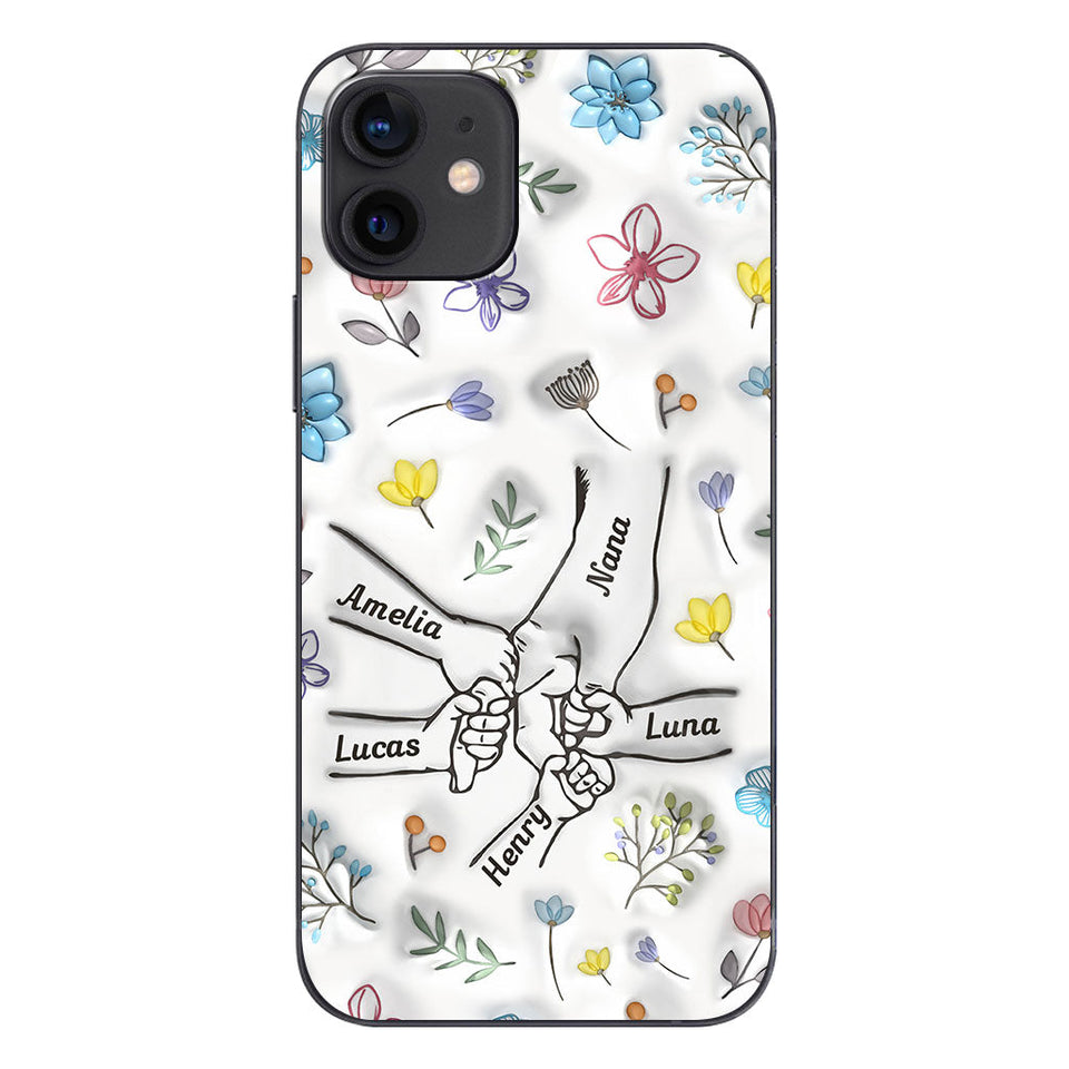 Holding Hands Grandma Mom Nana - Personalized Grandma Phone Case